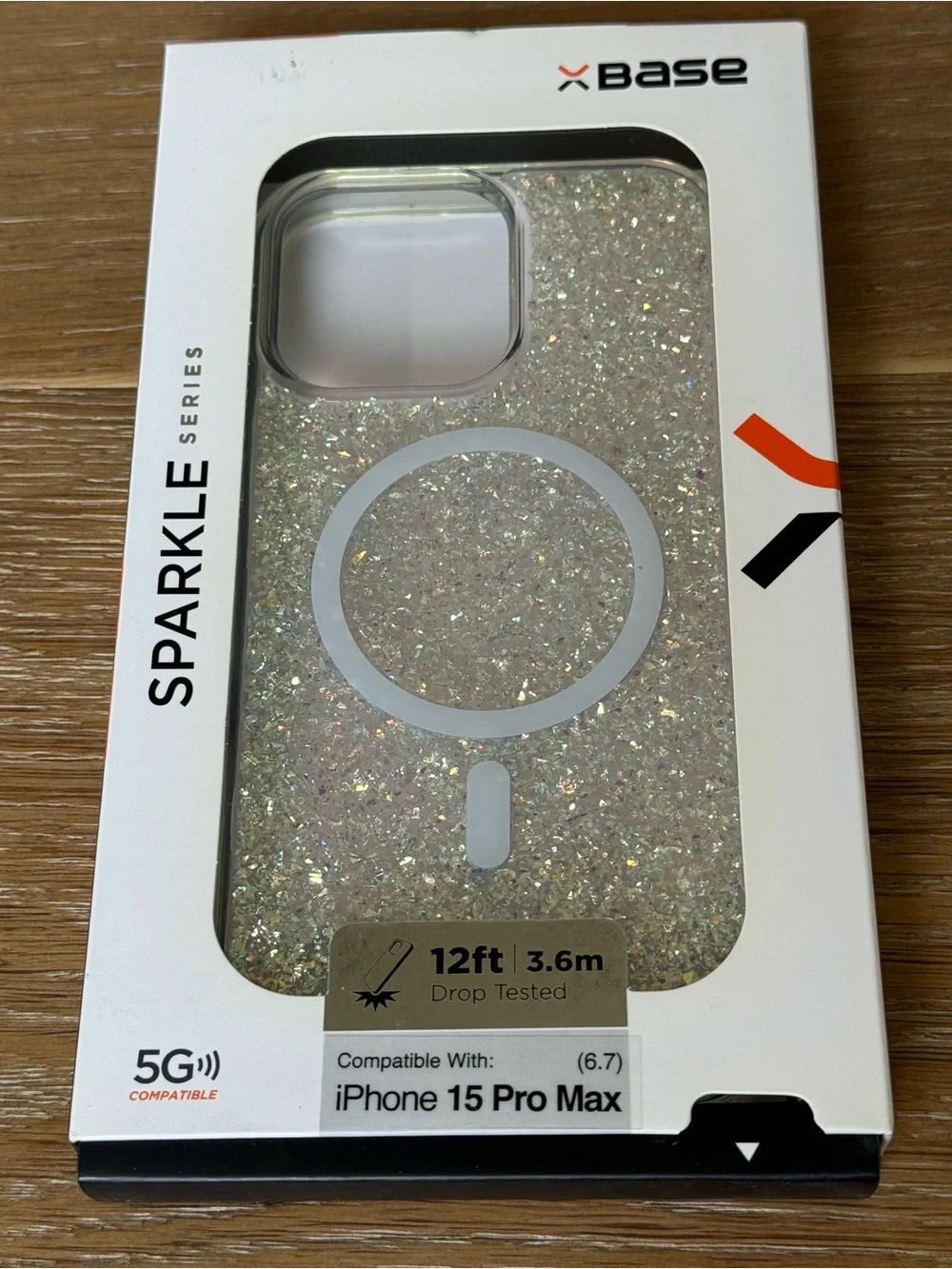 New xBase Sparkle Series Glitter iPhone 15 Pro Max / 6.7” Case Silver sparkle